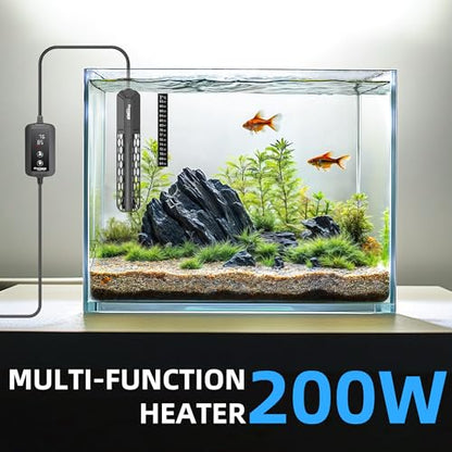 FREESEA Aquarium Heater for Fish Tank: 100W/200W/300W/500W Submersible Fish Tank Heater with Over-Temperature and Off-Water Protection for 20-40 Gallon Saltwater and Freshwater - size: 200W(20-40gallon)