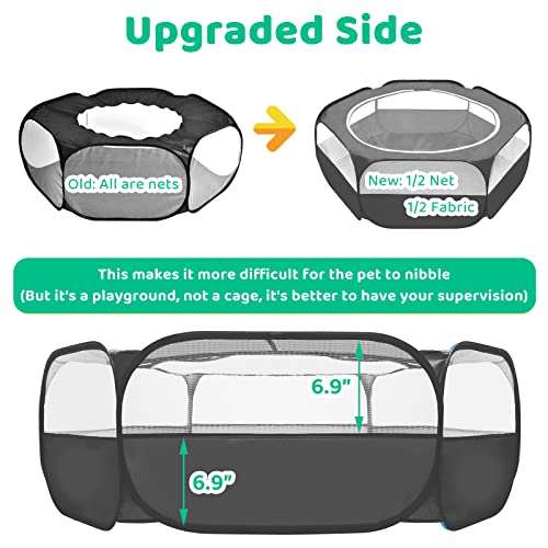 Amakunft Small Animal Pop-Up Playpen with Mesh Cover, 47'' x 23.6'' x 15'' Chicken Brooder Box, Play Pen Indoor Outdoor for Guinea Pigs, Bunny, Rabbits, Ferrets, Chinchillas, Kittens | Indoor/outdoor, water-resistant, chicken brooder, travel playpen for r