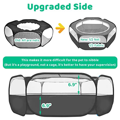 Amakunft Small Animal Pop-Up Playpen with Mesh Cover, 47'' x 23.6'' x 15'' Chicken Brooder Box, Play Pen Indoor Outdoor for Guinea Pigs, Bunny, Rabbits, Ferrets, Chinchillas, Kittens | Indoor/outdoor, water-resistant, chicken brooder, travel playpen for r