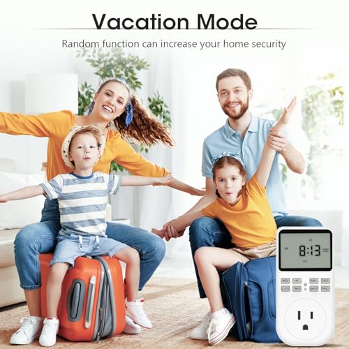 Plug in Digital Oulet Timer Switch 7 Day / 24 Hour Weekly Daily Programmable with Random Security Mode for Home Appliances and Indoor(125V,15A,1875W) 1 Pack