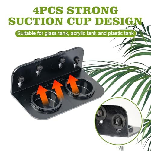 Gecko Feeding Ledge, Double Reptile Water Bowl Food Dish Reptile Feeder with 4PCS Suction Cup for Snake Bearded Dragon Tortoise