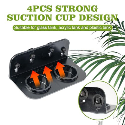 Gecko Feeding Ledge, Double Reptile Water Bowl Food Dish Reptile Feeder with 4PCS Suction Cup for Snake Bearded Dragon Tortoise