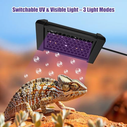 5 Inch LED Reptile Light Bar UVB 10.0, Ultra-Slim Aluminum UVA Basking Lamp with Timer & Dimmer, Even Light Output for Terrariums, Bearded Dragons and Turtles - size: 5 inches