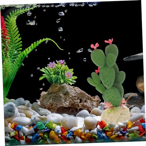 BESPORTBLE Lifelike Artificial Cactus Plant Aquarium Ornament Plastic Succulent Decor for Fish Tank Low Maintenance No Fade Faux Cactus Easy to Clean Reptile Terrarium Decoration Home and