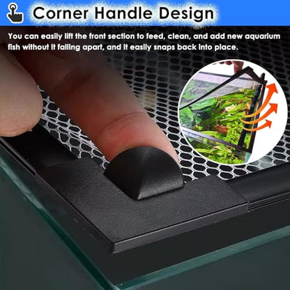 Katzowen DIY Fish Tank Top Cover/Anti-Jumping Net with Magnetic Edges, Mesh Terrarium Lid Aquarium Hood, Square Ventilation Opening Screen Netting, Cut to Size(L9.8xW7.9in/25x20cm) - size: L9.8xW7.9in/25x20cm