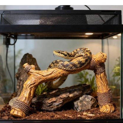 Snake Climbing Branch with Rings Ball Python, Snake Enrichment Toy Resin Reptile Climb Wood Branch for Gecko, Hermit Crab, Lizard, Tarantulas,Frogs Tank Accessory Decor