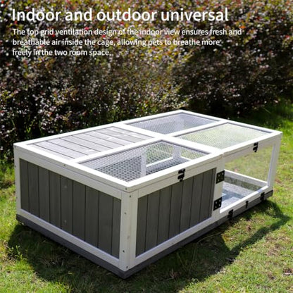 43" Large Tortoise House Habitat Wooden Tortoise Habitat Cage with Removable Waterproof Tray Indoor/Outdoor Reptile Terrarium Small Reptiles Feeding Box fot Snakes, Lizards, Turtle, Chameleons