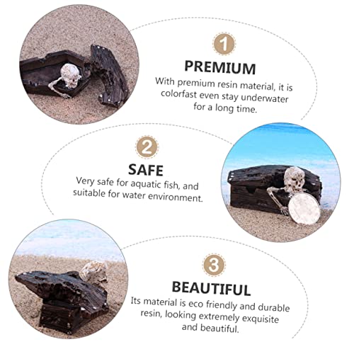 Didiseaon 2pcs Creative Resin Coffin Decor for Aquarium Skull Tank Ornament Fish Tank Landscaping Decoration Safe for