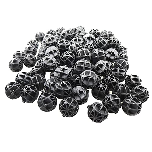 MEETOOT Bio Balls 100pcs Black 16mm Biological Balls Filter Media with Sponge Aquarium Filter Media Tank Bio Balls for Air Pump Clean Fish Tank Pond Sponge Media