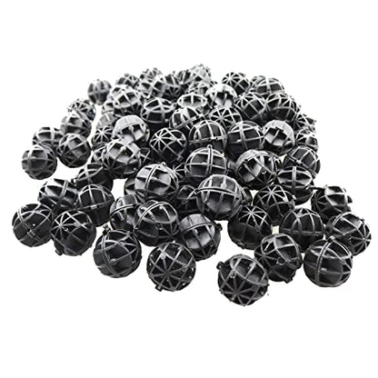 MEETOOT Bio Balls 100pcs Black 16mm Biological Balls Filter Media with Sponge Aquarium Filter Media Tank Bio Balls for Air Pump Clean Fish Tank Pond Sponge Media