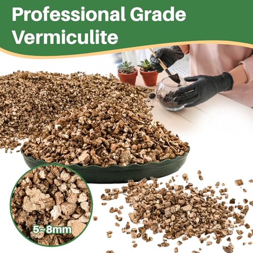 Sukh 14.6OZ Vermiculite - Organic Vermiculite for Gardening Plants Fine Horticultural Soil Amendments Bulk Additive Perfect Potted and Garden Professional Grade 5-8mm - size: 5-8MM