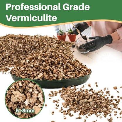 Sukh 14.6OZ Vermiculite - Organic Vermiculite for Gardening Plants Fine Horticultural Soil Amendments Bulk Additive Perfect Potted and Garden Professional Grade 5-8mm - size: 5-8MM