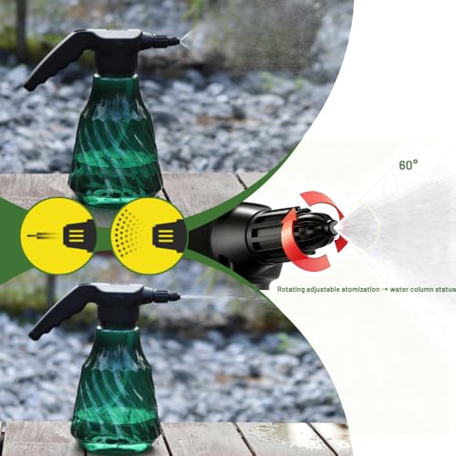 0.53 Gallon Rechargeable Electric Plant Mister Sprayer, Fine Mist & Continuous Spray for Indoor Plants, Garden, Vehicle Cleaning，Handheld Portable Sprayer with Adjustable Nozzle