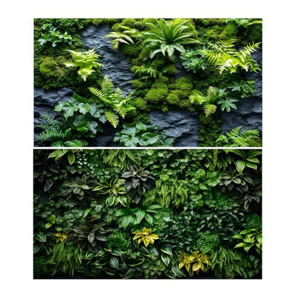 2 Packs Rock Wall Reptile Tank Background Lush Green Tropical Leaves Aquarium Background Nature's Embrace Tropical Green Plants Fish Tank Backgrounds Moss Wall Reptile Enclosure Backgrounds 24x12in - color: Green, size: 24(W)x12(H)in