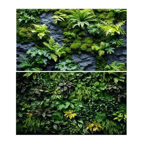 2 Packs Rock Wall Reptile Tank Background Lush Green Tropical Leaves Aquarium Background Nature's Embrace Tropical Green Plants Fish Tank Backgrounds Moss Wall Reptile Enclosure Backgrounds 36x18in - color: Green, size: 36(W)x18(H)in