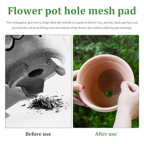 18pcs Flower Pot Hole Mesh Pad, 11.8x7.8 Inch Planter Mesh Drainage Screen, DIY Drainage Netting Pot Bottom Grid Mat Keep Soil from Flowing Away