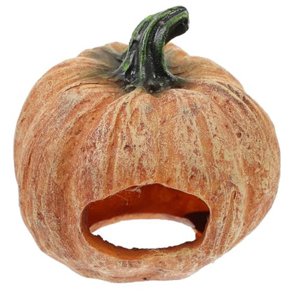 Amosfun Resin Pumpkin Reptile Hideout 3-Inch Terrarium Decor for Lizards Frogs Turtles Naturalistic Reptile Tank Shelter Cave