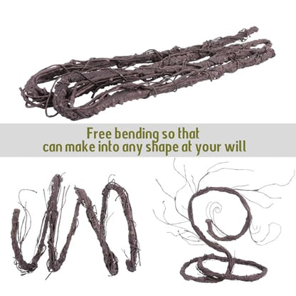 118" Bendable Artificial Grapevines Garland Tree Branches(L) | Flexible Large Creepy Fake Reptile Plants Twigs Cherry Blossom Wall Hanging Trunk Vines Archway Halloween Jungle Decoration - size: Large