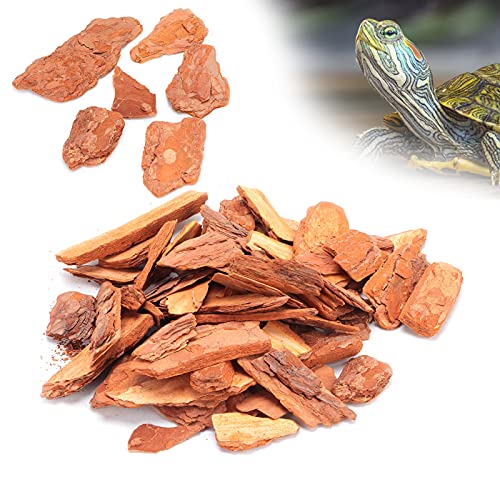 Agatige Tortoise Reptile Substrate, Reusable Simulate Habitats Snake Bedding Pine Bark Tortoise Bedding for Ball Python Terrarium Tanks (Large granules 250g)