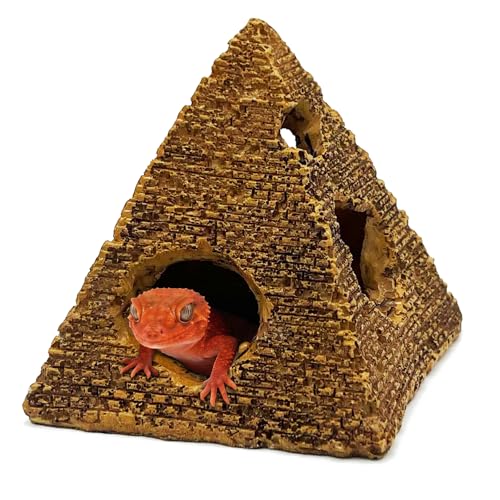 Egyptian Pyramid Gecko Reptile Hide Leopard Geckos Bearded Dragon Caves Shelter Decoration Lizard Crested Hideout Tank Accessories Snake Décor Amphibian Habitat - color: Pyramid-3inch
