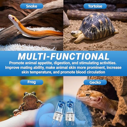 G9 50W Heat Lamp Bulbs for Reptile | Mini Halogen Bulb, Infrared Reptile Heat Lamp for Bearded Dragon Gecko Turtle Lizard