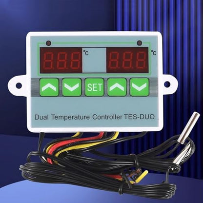 Dual Temperature Controller Digital Thermostat with Data Storage Safety Alarm for Reptile Refrigerator Freezer Incubator ABS Material (DC24V) - size: DC24V, style: DC24V