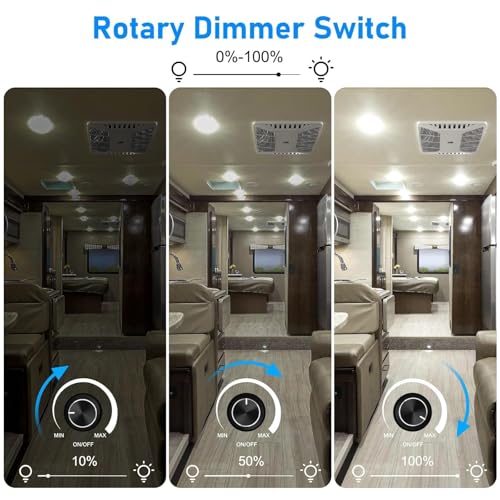 Linkstyle 12V Dimmer Switch, Rotary ON/Off Dimmer for Car Trailers Van Truck RV 60W LED Lights, Halogen, Incandescent