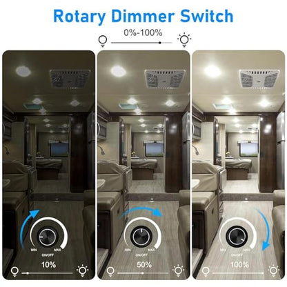 Linkstyle 12V Dimmer Switch, Rotary ON/Off Dimmer for Car Trailers Van Truck RV 60W LED Lights, Halogen, Incandescent