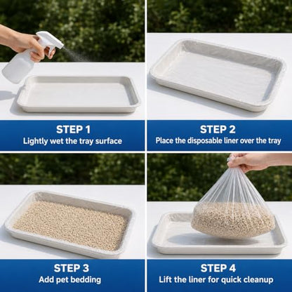 60 Pack Disposable Small Animal Cage Liners with Elastic Edge - Fits Trays up to 50" Perimeter (e.g. 15"x10") - Rabbit Litter Box Liners & Easy Clean Bunny Supplies
