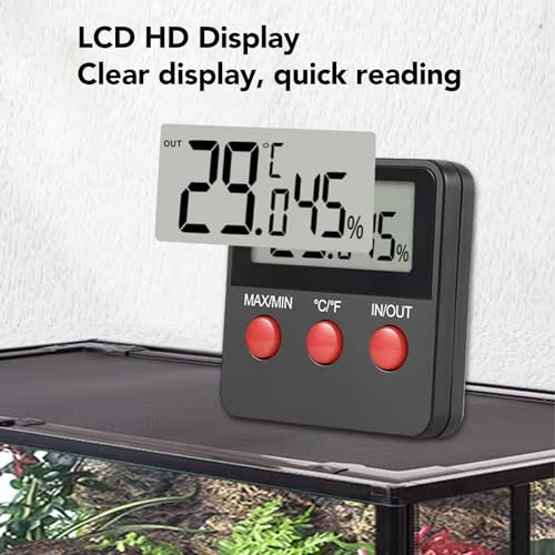 Mini Temperature and Humidity Meter Digital Hygrometer with 2 Probes Monitor for Incubator Reptile Tank Aquarium ABS Compact Design