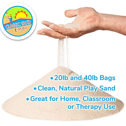 Classic Sand and Play Sand for Sandbox, Table, Therapy, and Outdoor Use, 40 lb. Bag, Natural, Non-Toxic, Wet Castle Building for Creativity and Stimulates Sensory Skills - size: 40 lb