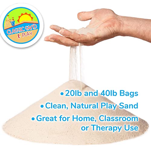 Classic Sand and Play Sand for Sandbox, Table, Therapy, and Outdoor Use, 20 lb. Bag, Natural, Non-Toxic, Wet Castle Building for Creativity and Stimulates Sensory Skills - size: 20 lb