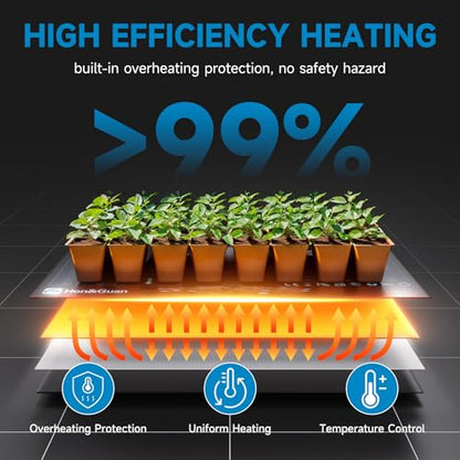 Hon&Guan 10"x 20.75" Seedling Heat Mat with Digital Thermostat Combo Set,Waterproof Plant Heating Pad for Germination,Indoor Gardening,Greenhouse - size: 10"x 20.75" 1 Pack