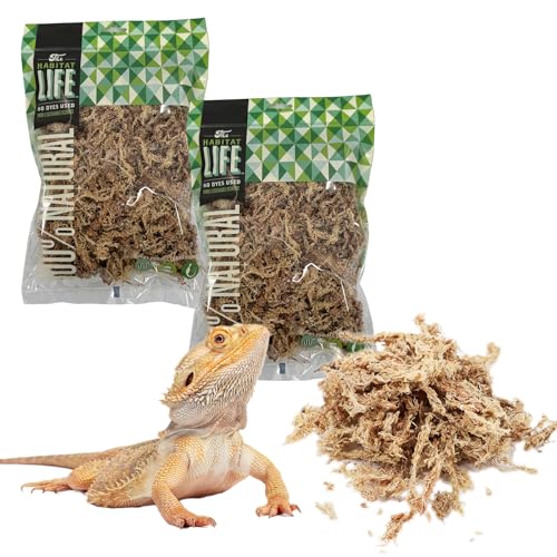 The Habitat Life - Natural Sphagnum Moss - for Reptiles, Amphibians & Invertebrates Terrariums - Humidity Control - Ideal for Burrowing & Nesting - Dye-Free & Safe - Small - 2 Pack - size: Small (2-Pack), style: Sphagnum Moss