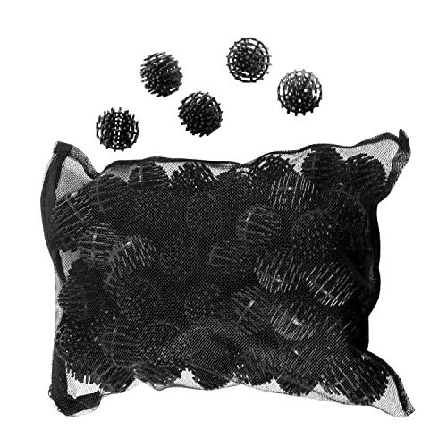 HQRP 100 pcs Bio Balls Filter Media 1.5 Inch - Large Bio Ball for Aquarium, Pond, Waterfall, Fountain Filter Media in Mesh Bag with Zipper - size: 100 pcs