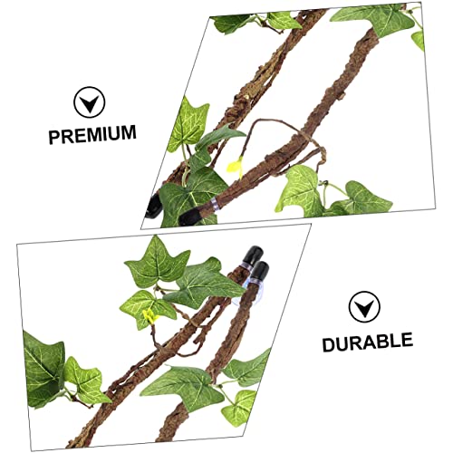 2pcs Bendable Reptile Jungle Vines with Suction Cups Durable Habitat Decor for Terrarium Artificial Leaves for Lizard Snake Gecko More Realistic Simulation Plants