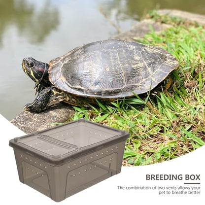 Reptile Feeding Box Portable Small Snake Terrarium Habitat Mini Pet Breeding Cage Hatching Container Transparent Lizard Houses for Tarantula Spider Scorpion Gecko Frog 2PCS