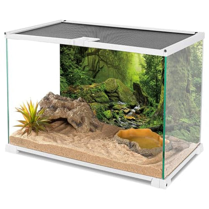 AWERT Tropical Forest Terrarium Background Stream Green Huge Tree Reptile Habitat Background Foggy Rainforest Aquarium Background 30x12 inches Durable Polyester Background - size: 30 x 12 inches