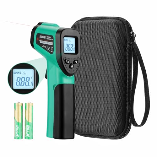 OnniOne Infrared Thermometer Gun for Cooking, -58℉~1022℉, Digital Laser Temperature Gun for Blackstone Pizza Oven Reptiles, IR Thermometer with Carrying Storage Case, Larger Font, LCD Backlit, Green - color: Green