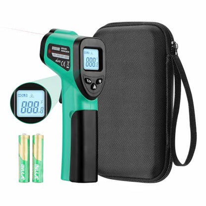 OnniOne Infrared Thermometer Gun for Cooking, -58℉~1022℉, Digital Laser Temperature Gun for Blackstone Pizza Oven Reptiles, IR Thermometer with Carrying Storage Case, Larger Font, LCD Backlit, Green - color: Green