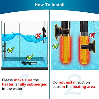 DaToo Aquarium Heater Adjustable 200W Submersible Fish Tank Heater with Electronic Chip Thermostat Suitable for Marine Saltwater and Freshwater - size: 200Watt