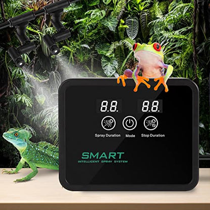 Reptile Misting System with Timer | Reptile Mister with 360°Adjustable Misting Nozzles for Terrariums Amphibian Lizard Snake Frog Plants