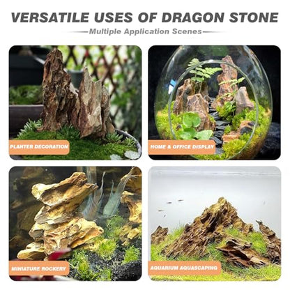 Unocho Dragon Stone Aquarium Rocks 5lb Seiryu Stone for Aquariums Landscaping Model Fish Tanks Terrariums Vivariums Paludarium Amphibian Enclosures(2-4 inches) - size: 5LB(2-4 inches)