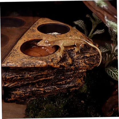 Gecko Feeding Ledge, Magnetic Hanging Reptile Food Dish with 2 Feeding Bowl, for Bearded Dragon Snake Lizard Gecko Ledge, Reptile Food Dish, Crested Tank Accessories, Bearded D