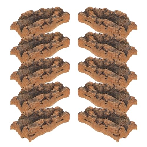 Alipis 10pcs Natural Cork Bark Terrarium Accessories for Lizard and Frog, Easy Installation Bark Sheets with Enhanced Climbing Structure, Reptile Tank Flooring Decor and Background