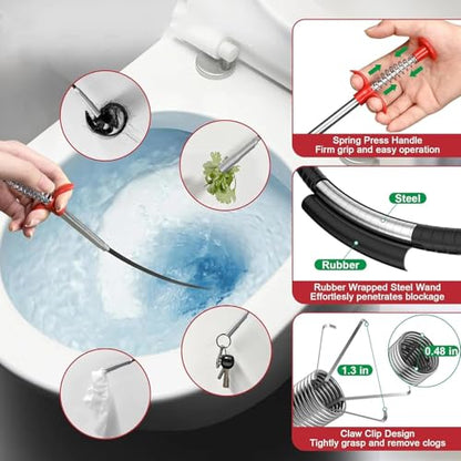 118" Flexible Grabber Claw Reacher Tool, Drain Clog Remover Drain Snake, Hair Clog Removal Tool for Kitchen Sink, Bathroom Bathtub and Toilet Drains - style: 118"