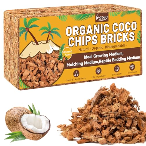 Legigo 1.1 LB Coco Coir Chips for Plants- 100% Organic Coconut Chips Brick Potting Mix with Low EC & PH Balance, Coconut Husk Substrate Coco Husk Mulch for Garden, Planting, Orchid and Soil Mix - color: 1 Pack