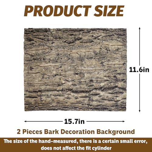 2PCS Cork Terrarium Background 15.7x11.8in Natural Cork Large Bark Backdrop Reptile Climbing Mat Habitat Decor for Spider Lizard Chamelon Turtle Beared Dragon