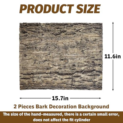 2PCS Cork Terrarium Background 15.7x11.8in Natural Cork Large Bark Backdrop Reptile Climbing Mat Habitat Decor for Spider Lizard Chamelon Turtle Beared Dragon