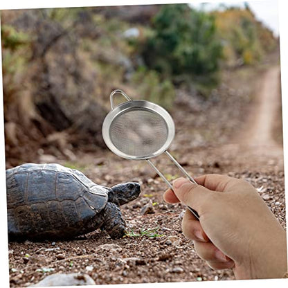 2PCS Stainless Steel Reptile Sand Shovel Lizard Litter Cleaner Fine Mesh for Substrate Sifting Suitable for Tortoise and Desert Lizard Waste Cleanup